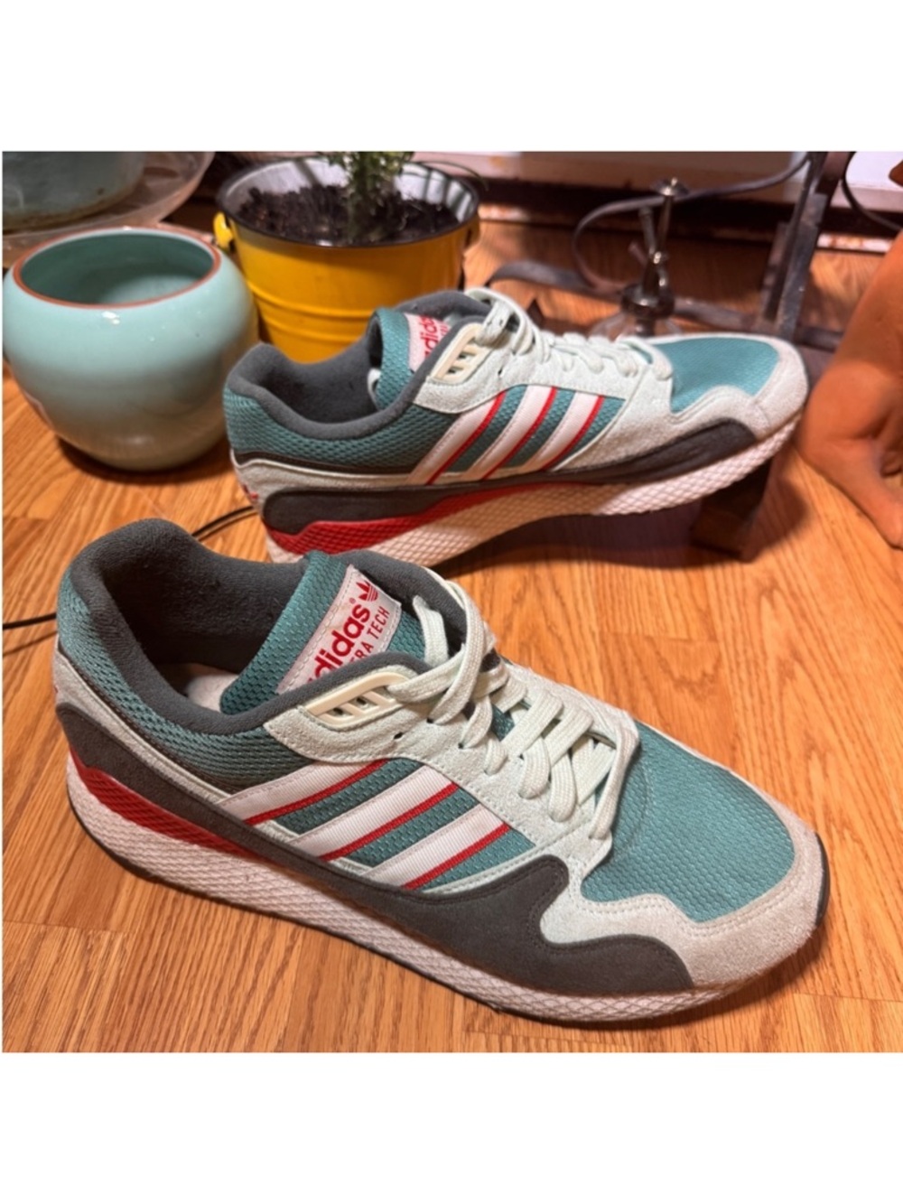 adidas Men’s Teal, Gray & Red Retro Runner Sneakers